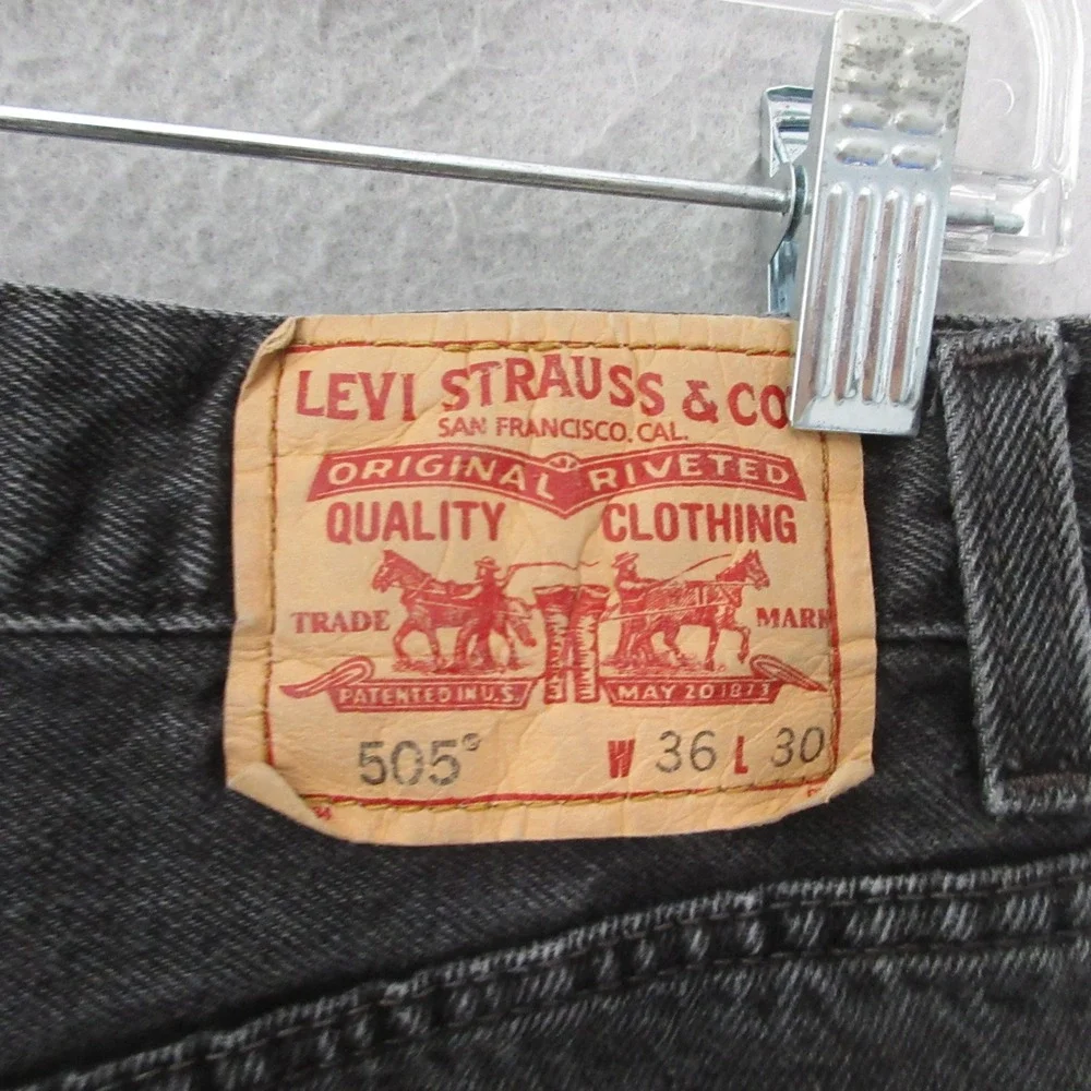 Levis 505 Jeans Men 36x30 505 Faded Black Straight Leg 90s Grunge‎ Indie Classic